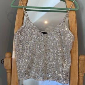 Zara silver sequin top